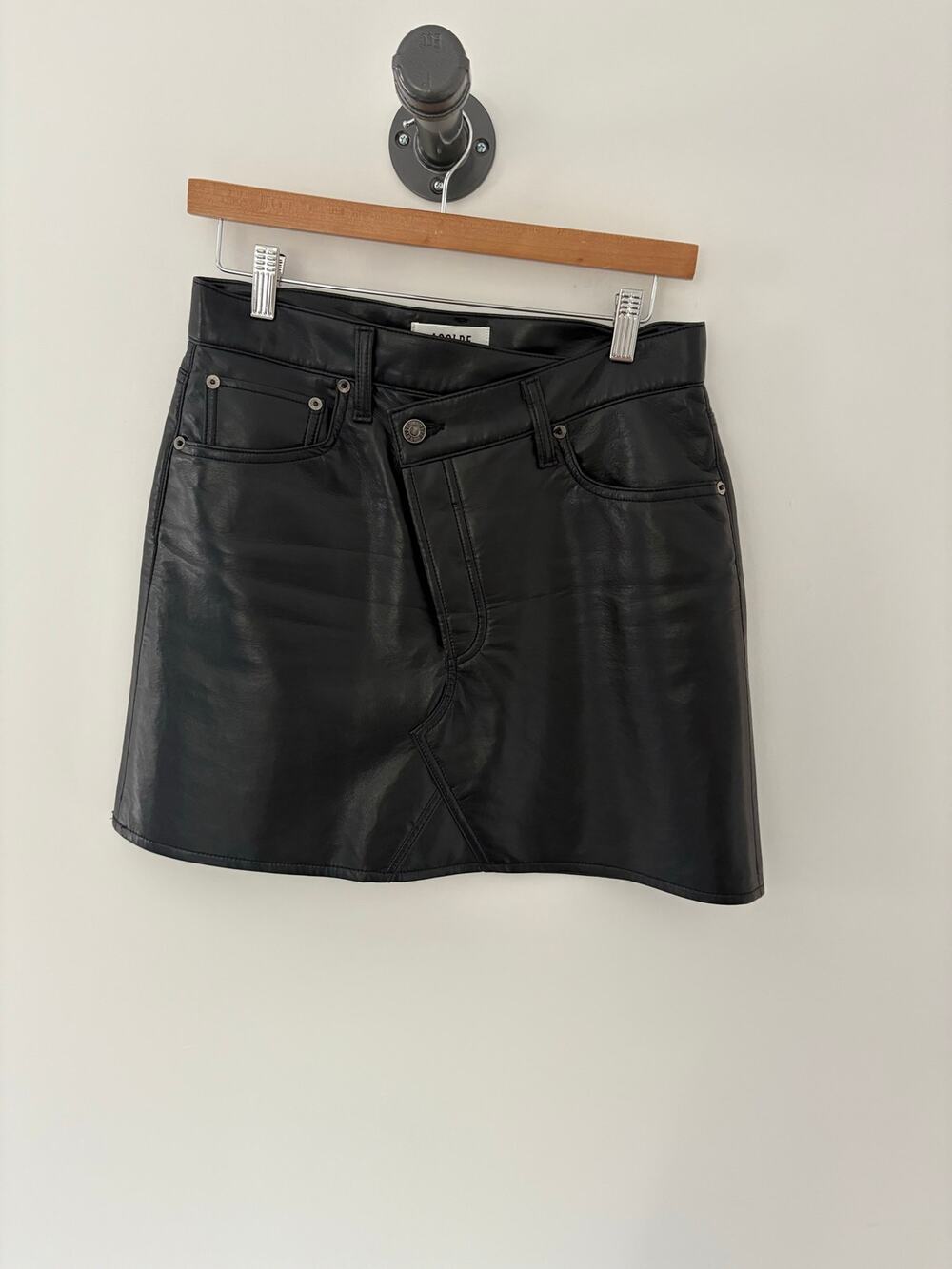 AGOLDE Recycled Leather Blend Cross Skirt Size 27